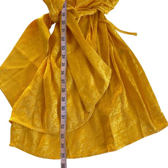 The Andamane Dida Floral Jacquard Mini Wrap Dress in Yellow Women’s Size Medium - Picture 5 of 5